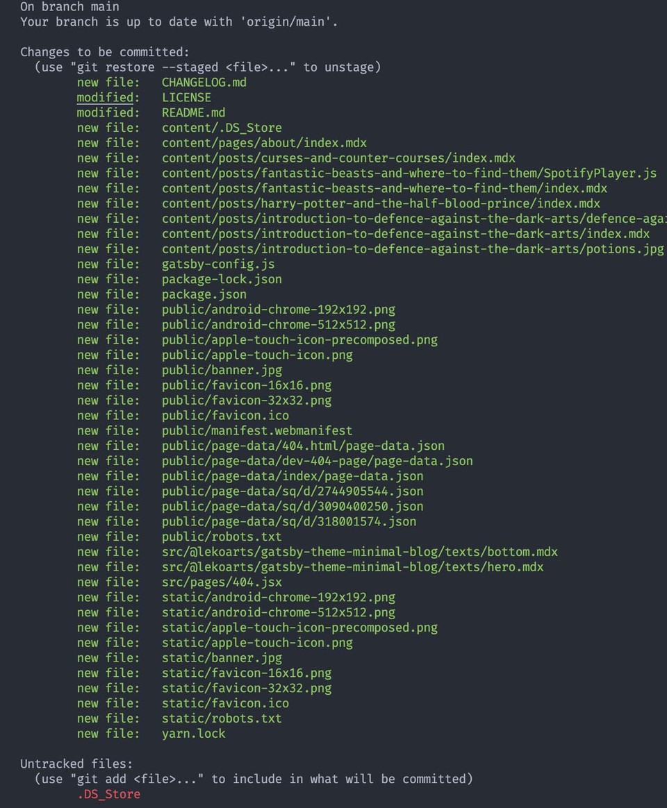 git status output