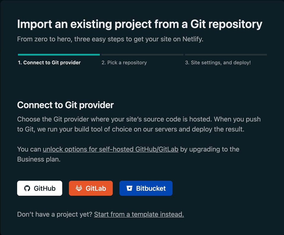 Link your site to Github, GitLab or BitBucket