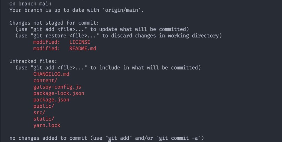 git status output